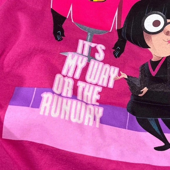 Vintage Y2K The Incredibles Edna Disney My Way or Runway Pink T Shirt Mens Large - Picture 3 of 7